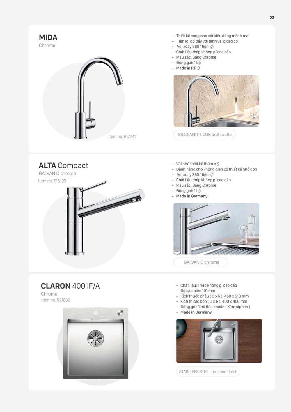 Catalogue BLANCO 2023 Bang gia thiet bi nha bep vuathietbi.com 23