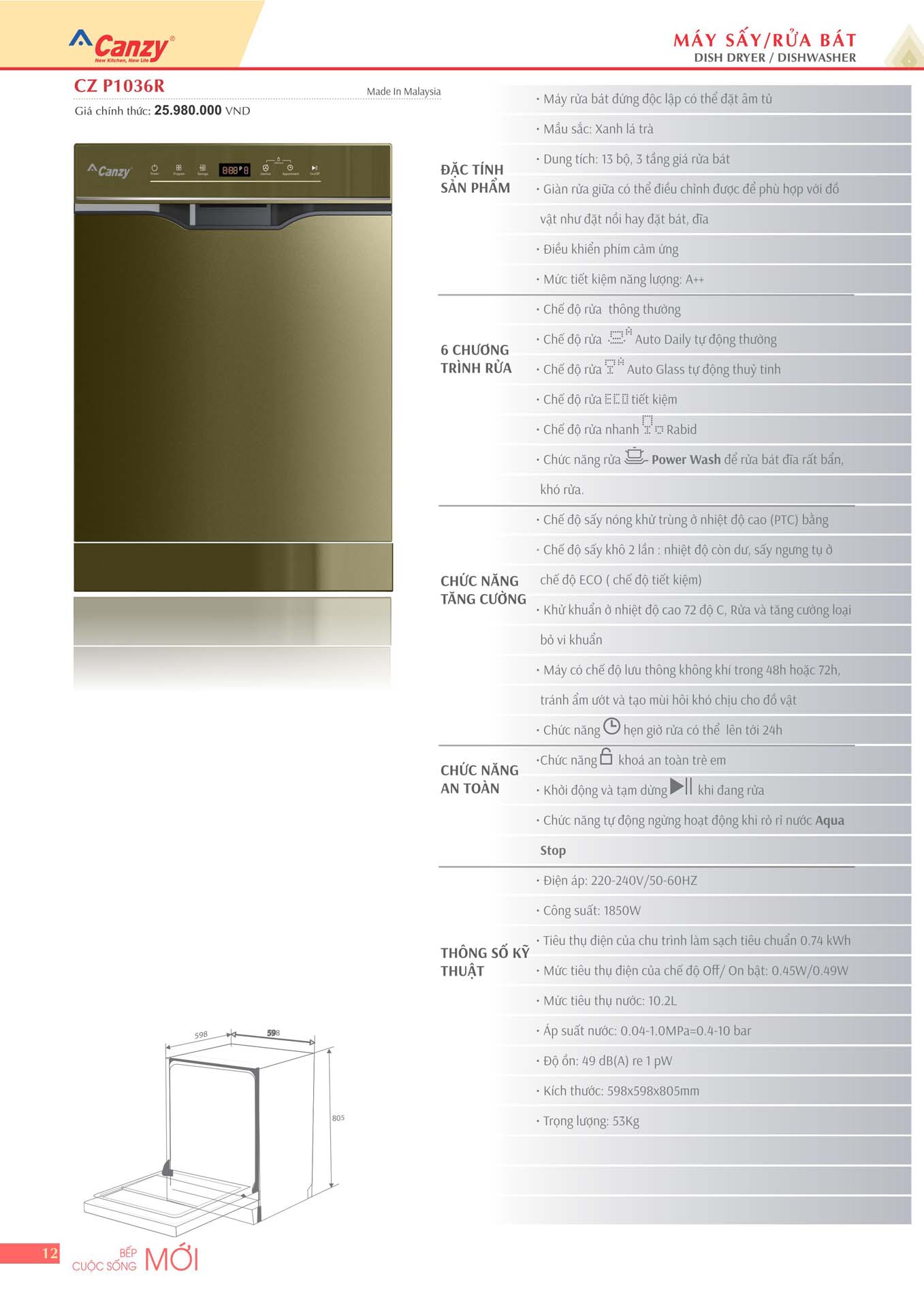 Catalogue CANZY 2024 Bang gia thiet bi nha bep 12