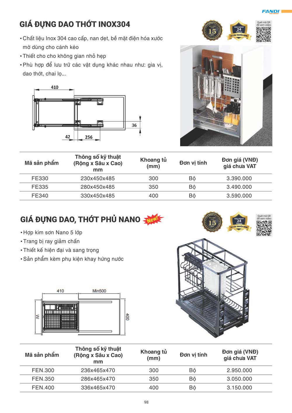 Catalogue FANDI 2024 – Bang gia thiet bi nha bep 098