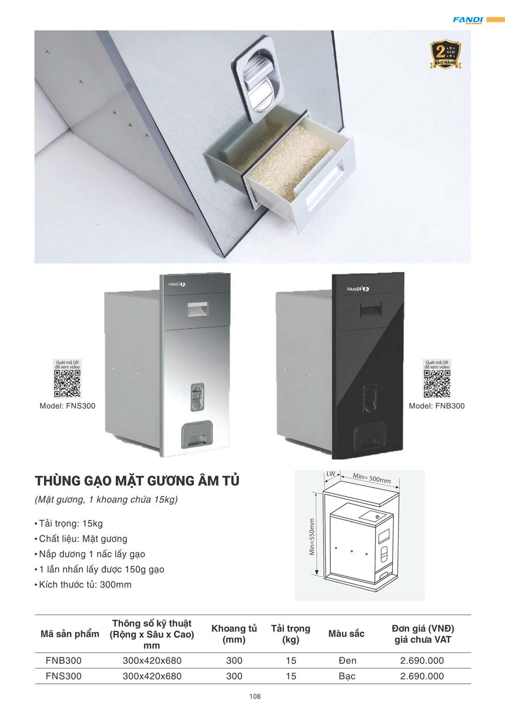 Catalogue FANDI 2024 – Bang gia thiet bi nha bep 108