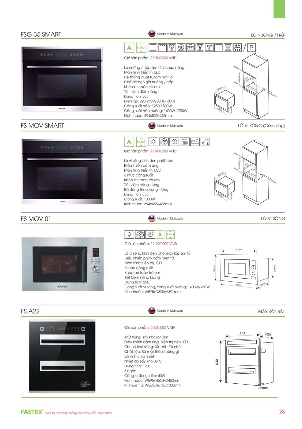 Catalogue FASTER 2023 – Bang gia thiet bi nha bep 12 2