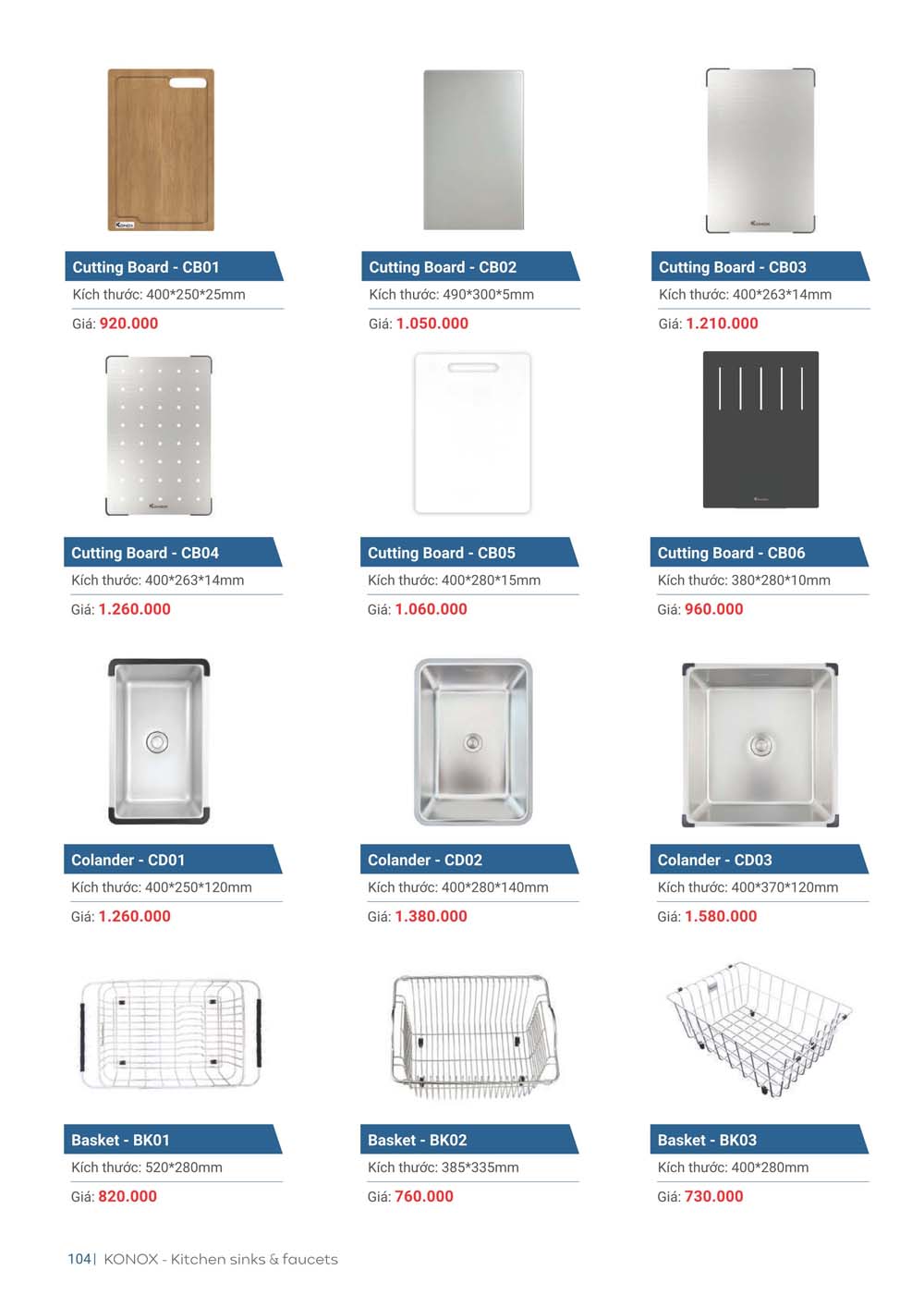 Catalogue KONOX 2023 – Bang gia thiet bi nha bep 104