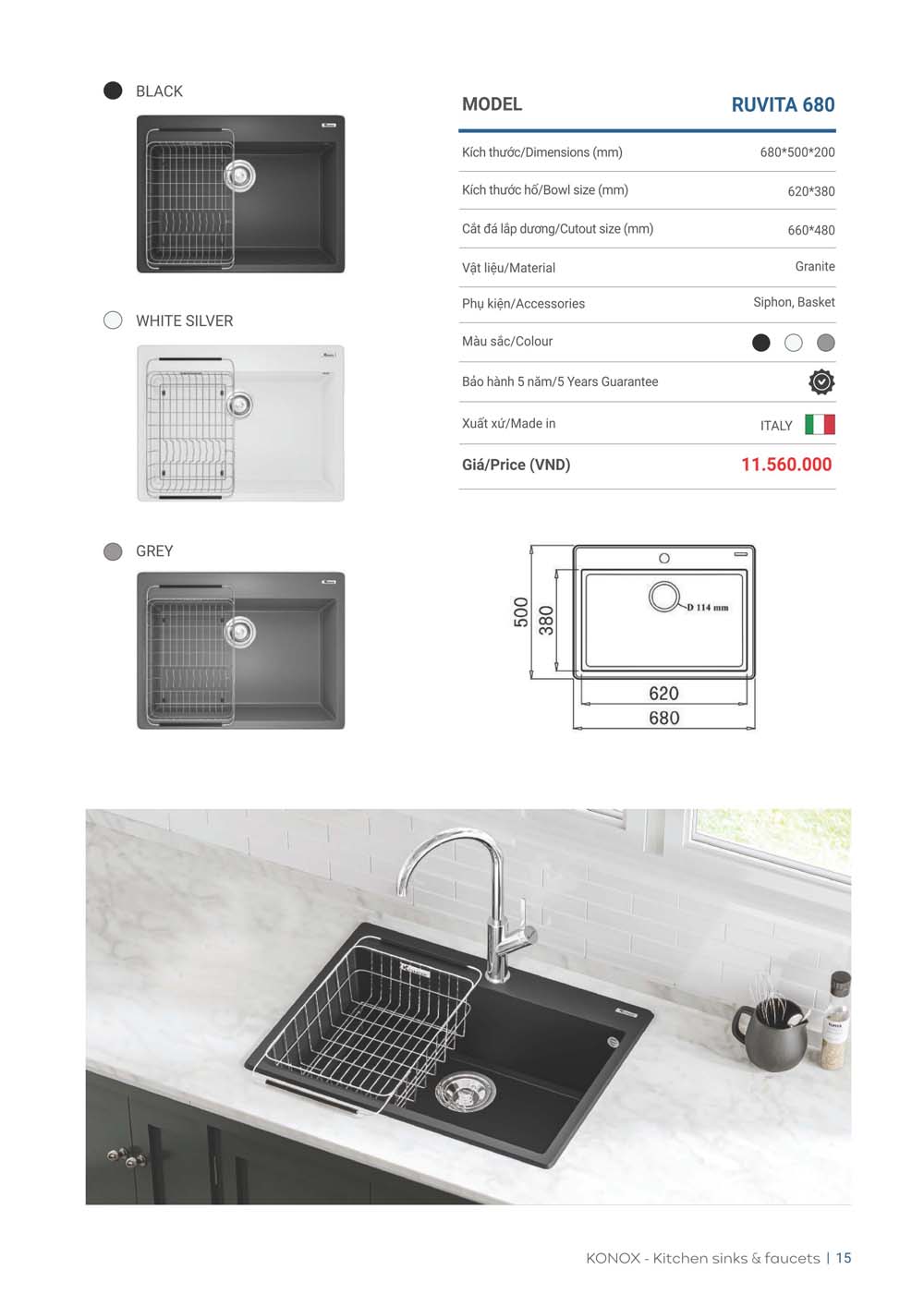 Catalogue KONOX 2023 – Bang gia thiet bi nha bep 15