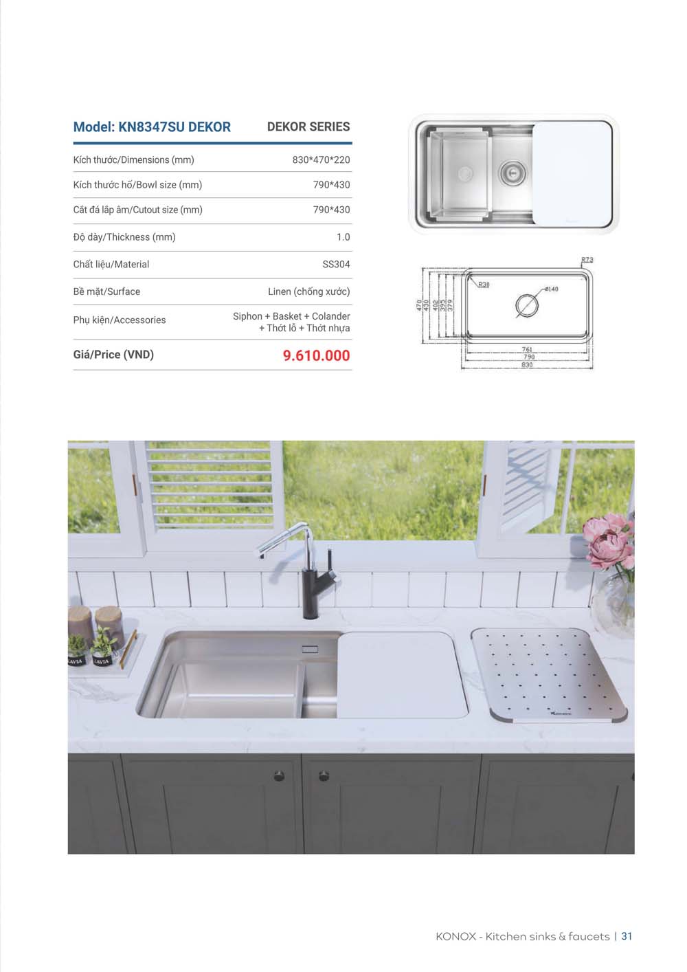 Catalogue KONOX 2023 – Bang gia thiet bi nha bep 31