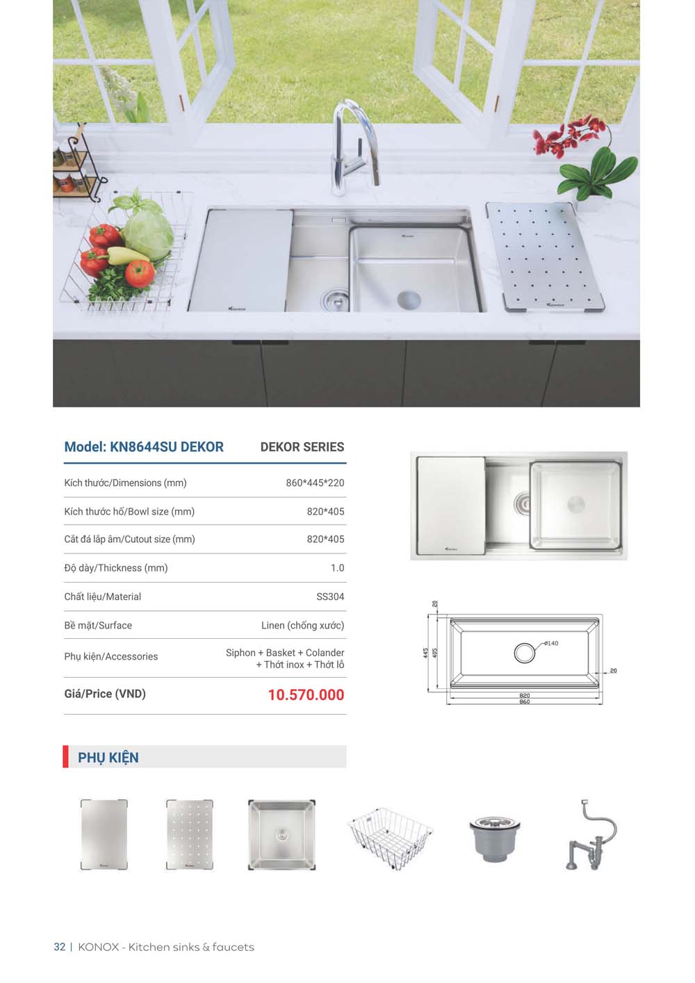 Catalogue KONOX 2023 – Bang gia thiet bi nha bep 32