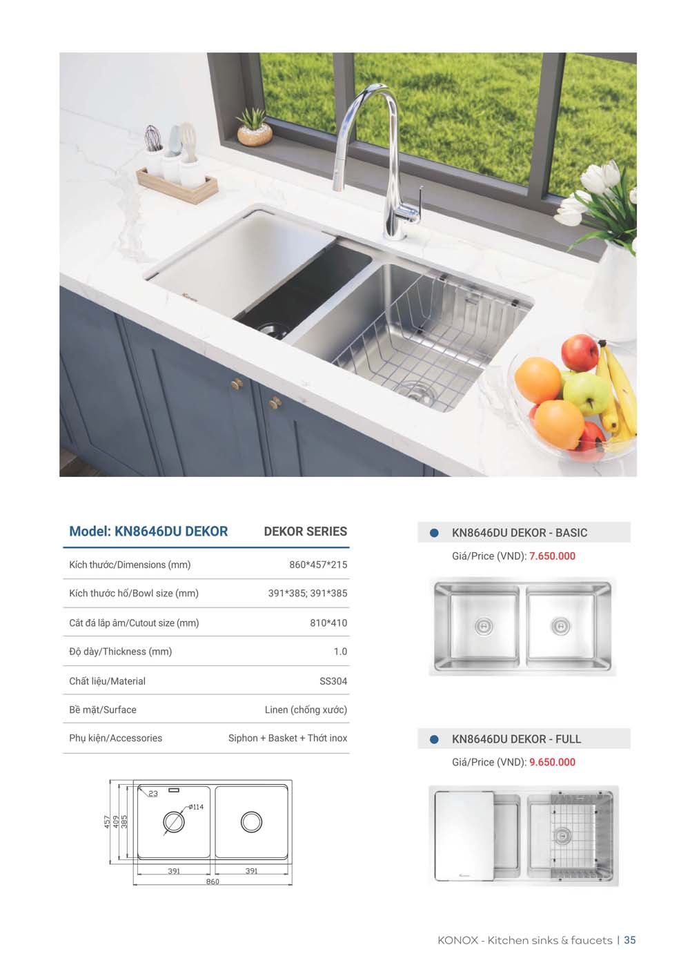 Catalogue KONOX 2023 – Bang gia thiet bi nha bep 35