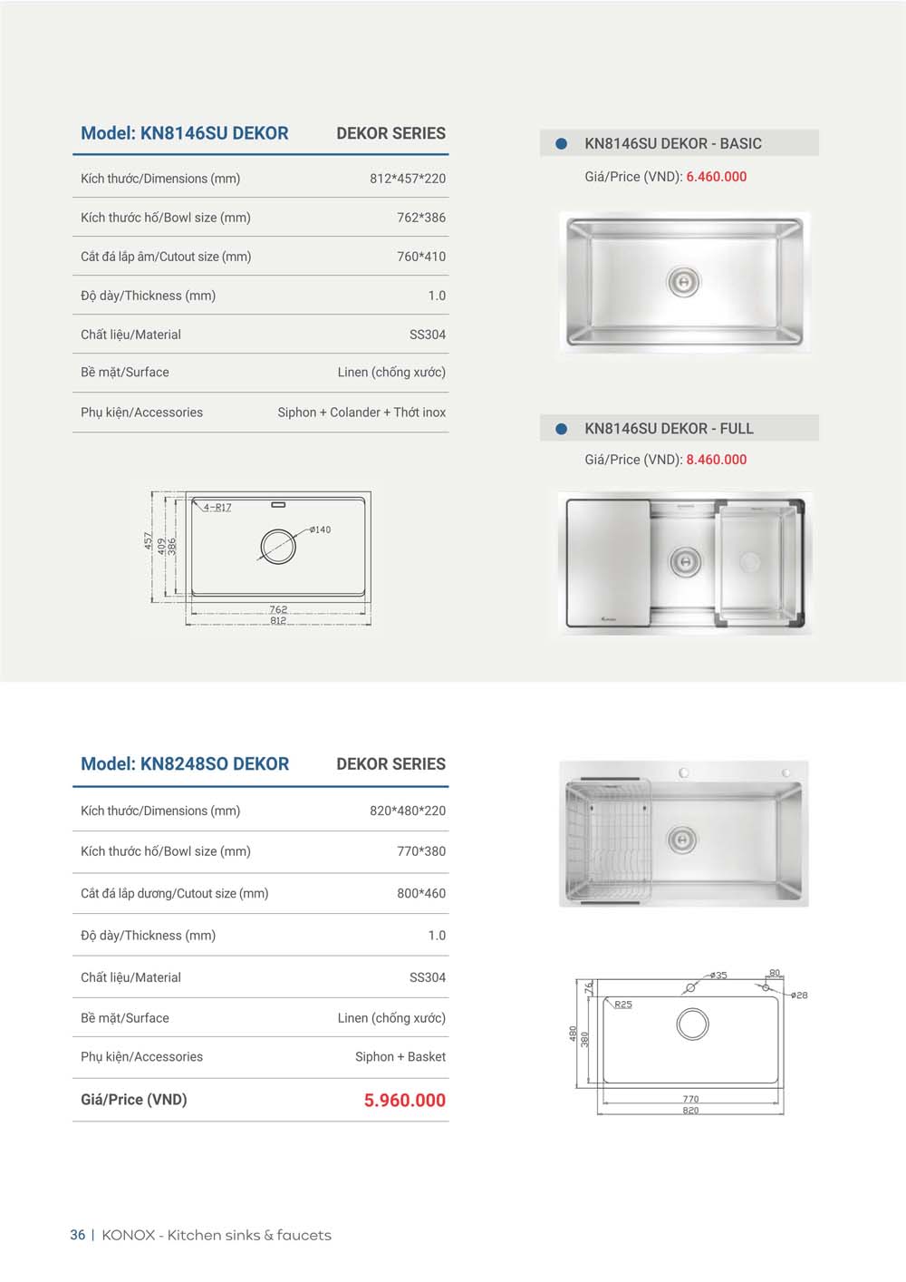 Catalogue KONOX 2023 – Bang gia thiet bi nha bep 36