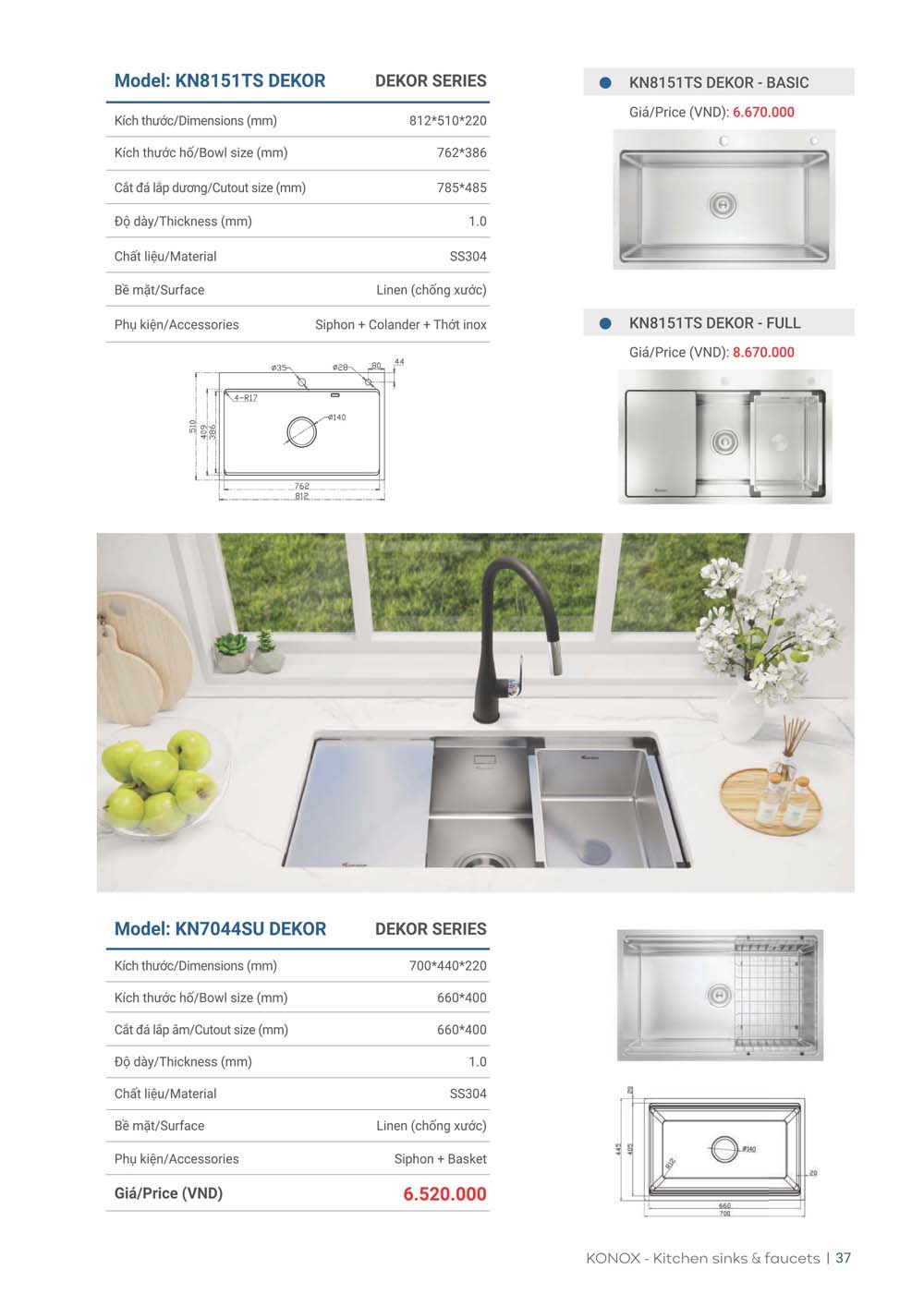 Catalogue KONOX 2023 – Bang gia thiet bi nha bep 37