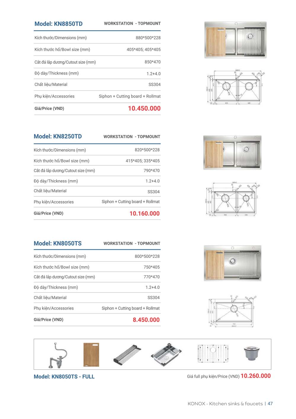 Catalogue KONOX 2023 – Bang gia thiet bi nha bep 47