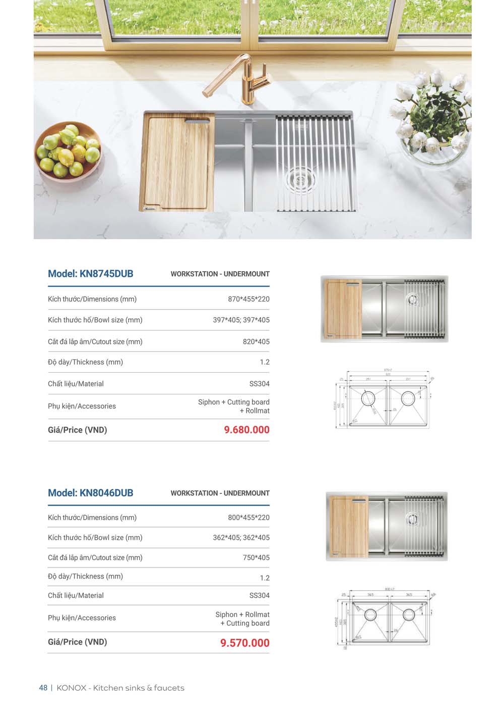 Catalogue KONOX 2023 – Bang gia thiet bi nha bep 48