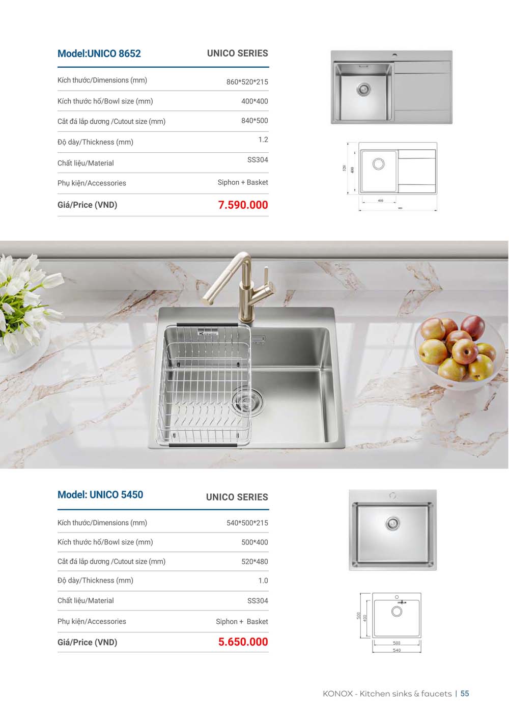 Catalogue KONOX 2023 – Bang gia thiet bi nha bep 55