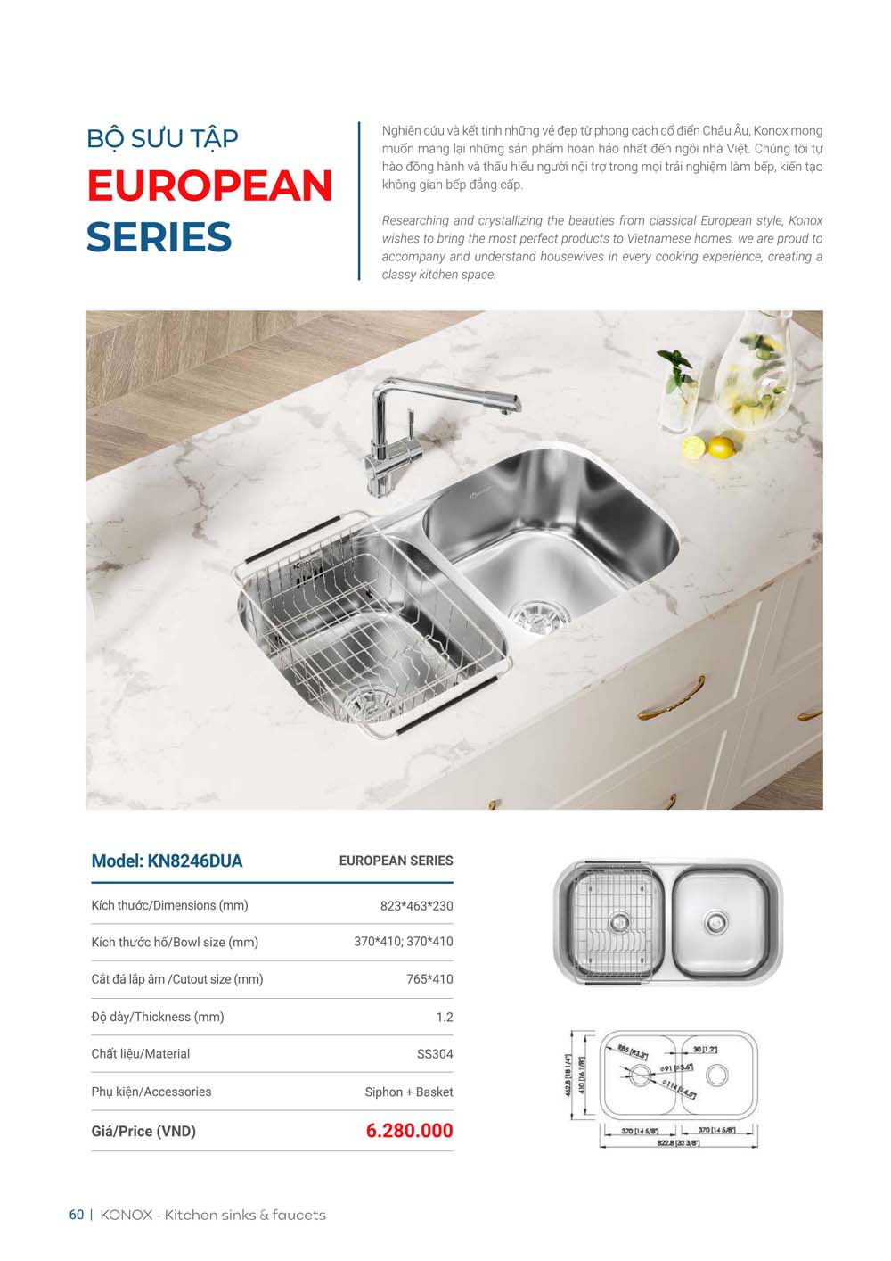Catalogue KONOX 2023 – Bang gia thiet bi nha bep 60