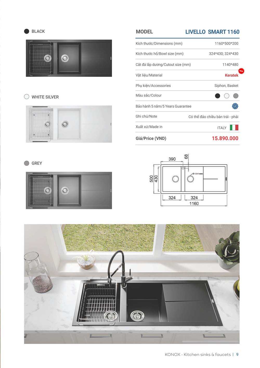 Catalogue KONOX 2023 – Bang gia thiet bi nha bep 9