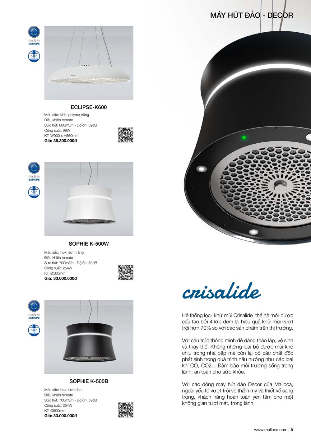 Catalogue MALLOCA 2024 Bang gia Thiet bi nha bep nhap khau vuathietbi.com 05