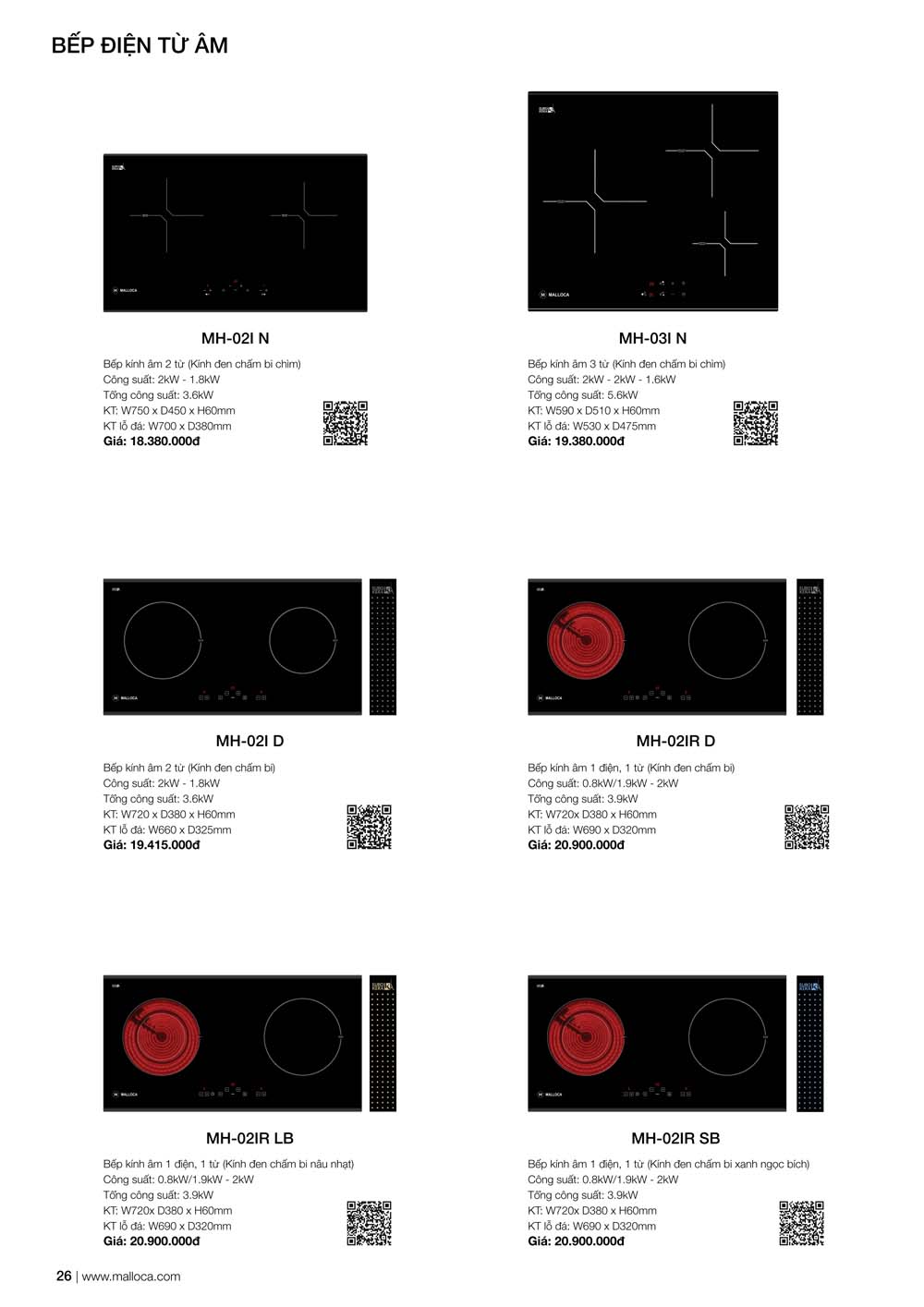 Catalogue MALLOCA 2024 Bang gia Thiet bi nha bep nhap khau vuathietbi.com 26