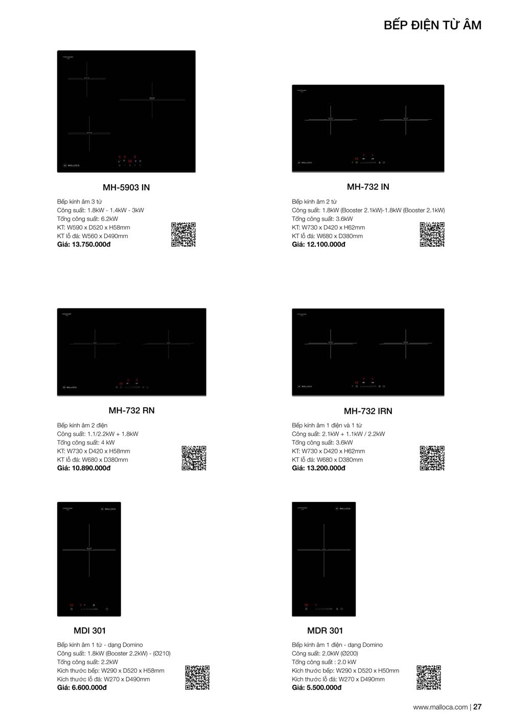 Catalogue MALLOCA 2024 Bang gia Thiet bi nha bep nhap khau vuathietbi.com 27