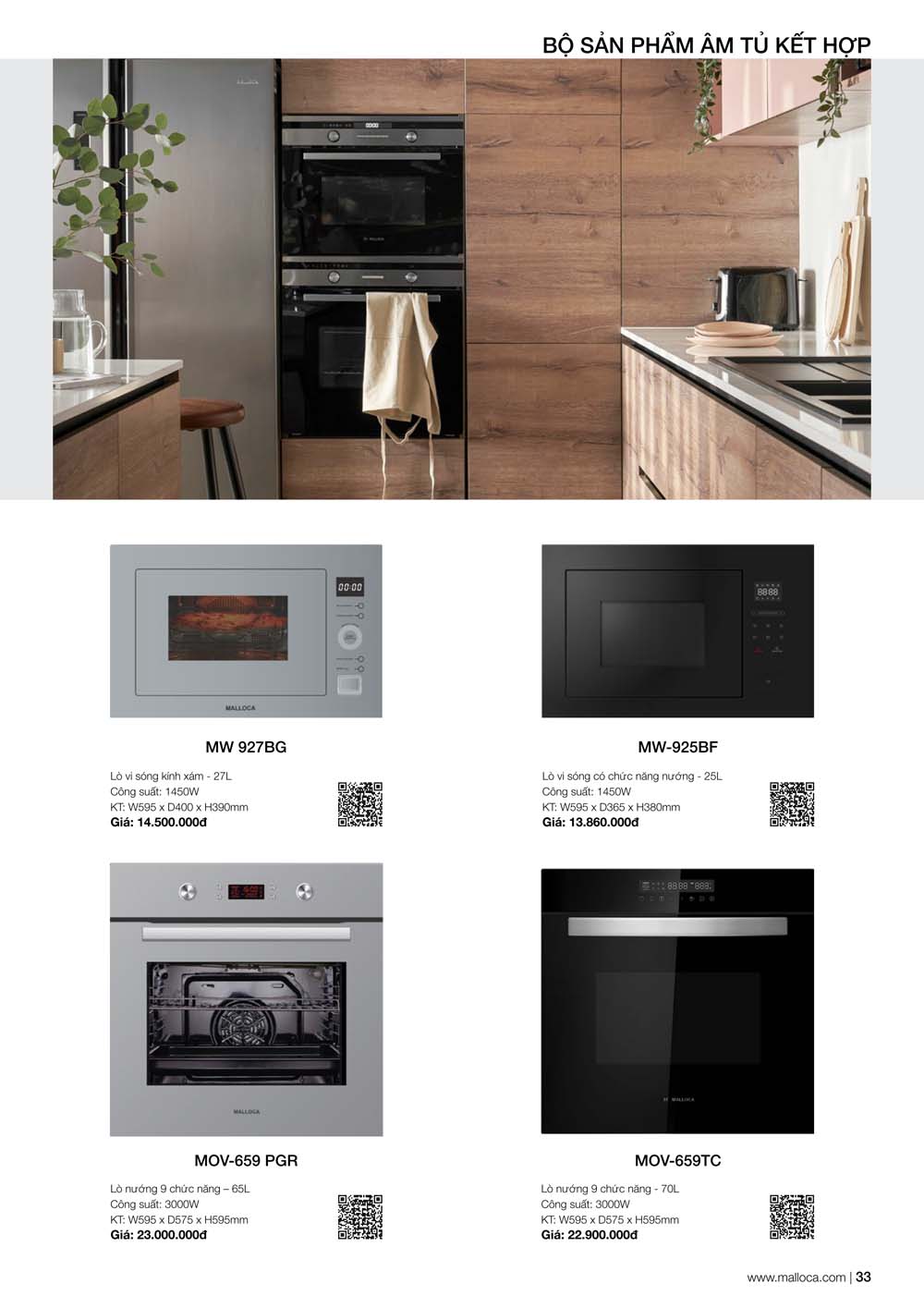 Catalogue MALLOCA 2024 Bang gia Thiet bi nha bep nhap khau vuathietbi.com 33
