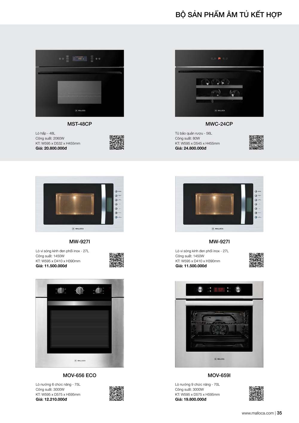 Catalogue MALLOCA 2024 Bang gia Thiet bi nha bep nhap khau vuathietbi.com 35