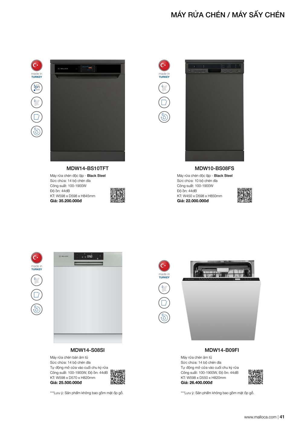 Catalogue MALLOCA 2024 Bang gia Thiet bi nha bep nhap khau vuathietbi.com 41