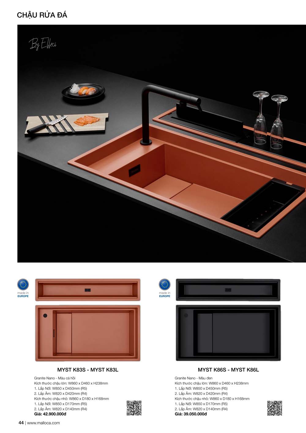 Catalogue MALLOCA 2024 Bang gia Thiet bi nha bep nhap khau vuathietbi.com 44