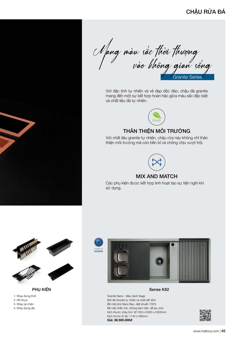 Catalogue MALLOCA 2024 Bang gia Thiet bi nha bep nhap khau vuathietbi.com 45