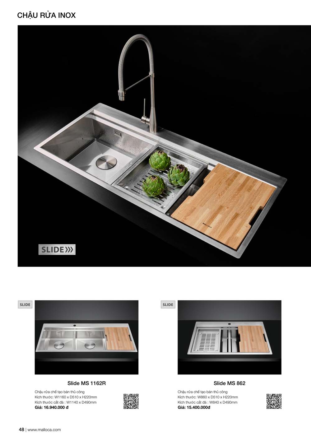 Catalogue MALLOCA 2024 Bang gia Thiet bi nha bep nhap khau vuathietbi.com 48