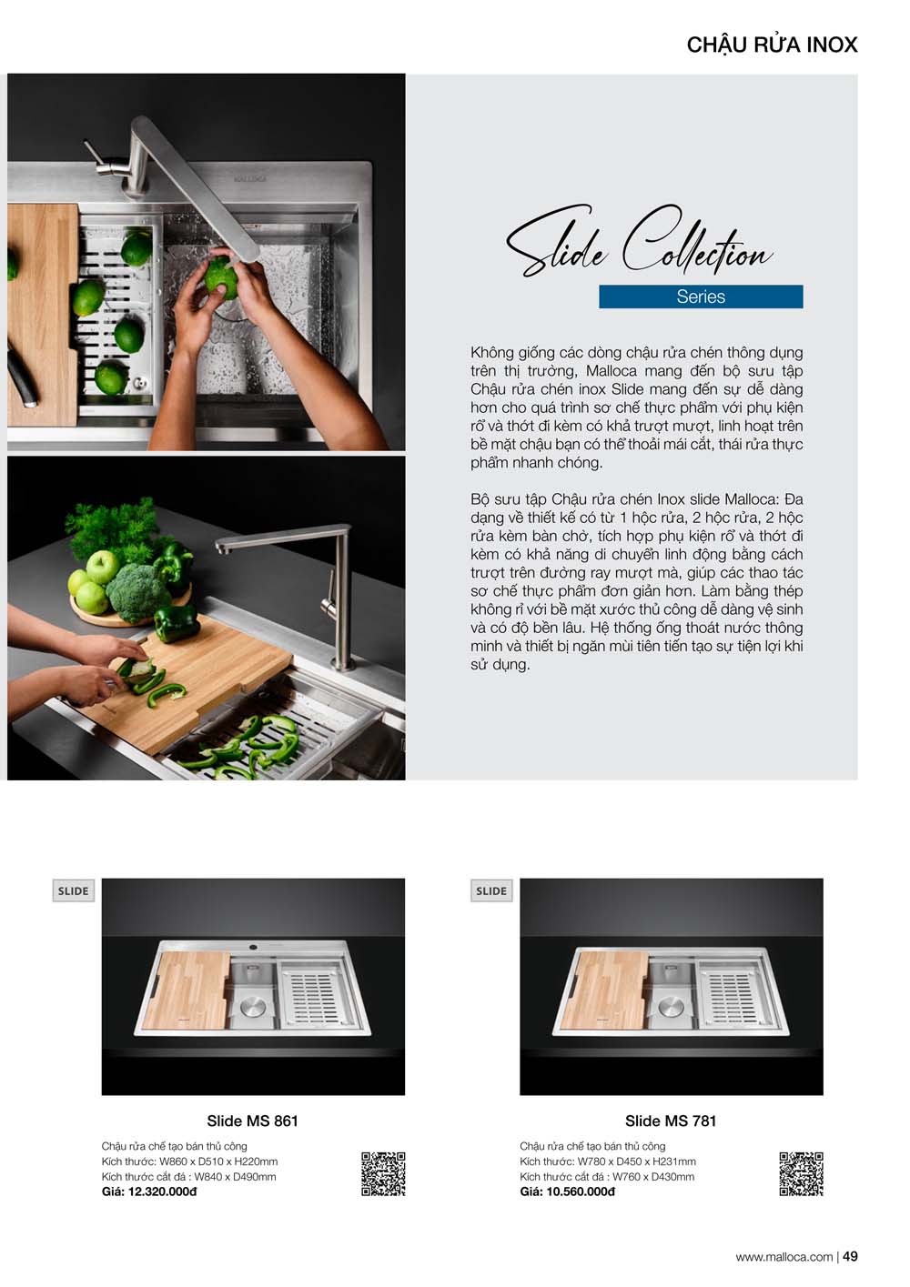 Catalogue MALLOCA 2024 Bang gia Thiet bi nha bep nhap khau vuathietbi.com 49