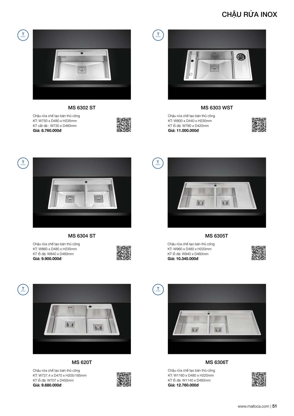 Catalogue MALLOCA 2024 Bang gia Thiet bi nha bep nhap khau vuathietbi.com 51