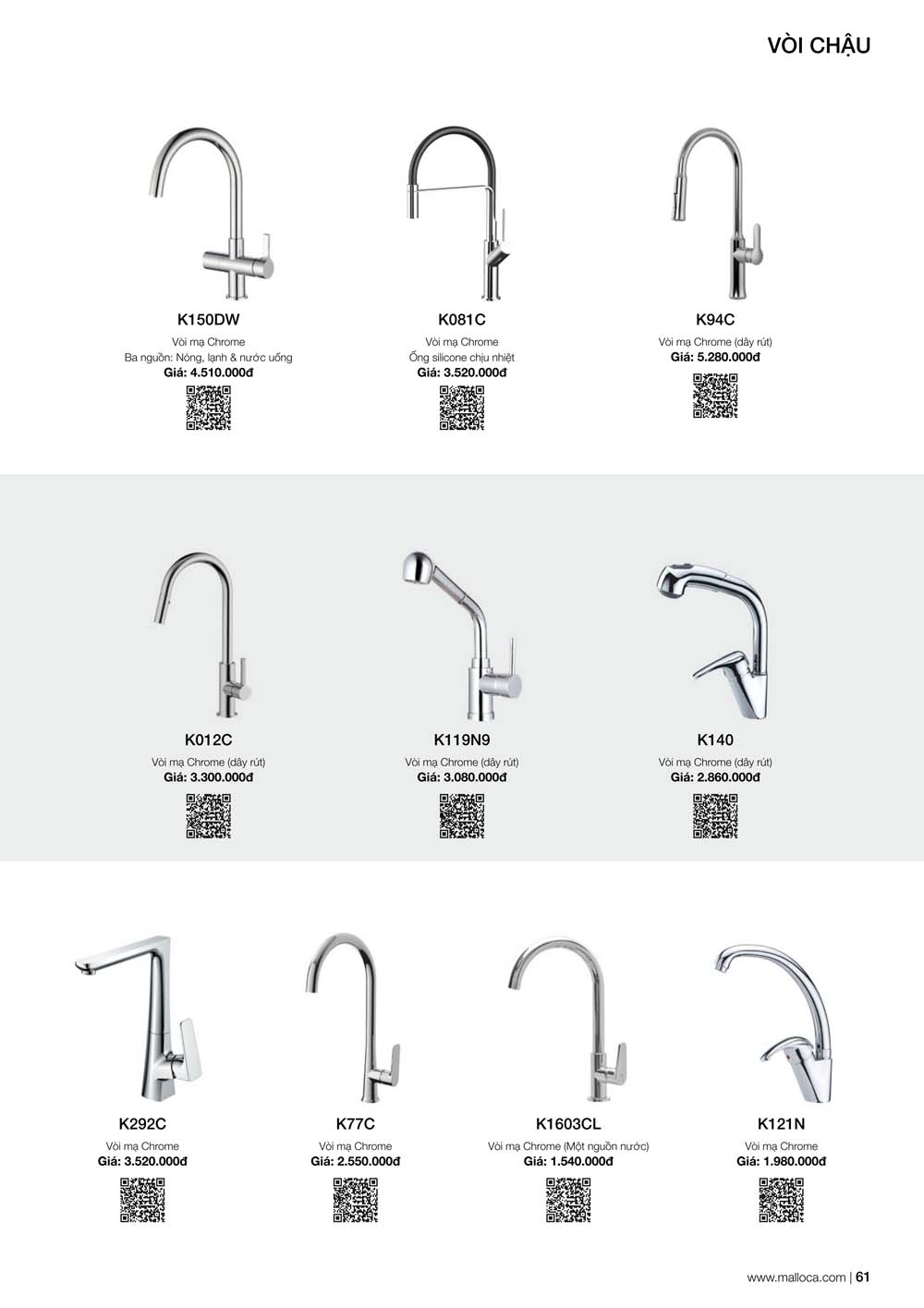 Catalogue MALLOCA 2024 Bang gia Thiet bi nha bep nhap khau vuathietbi.com 61