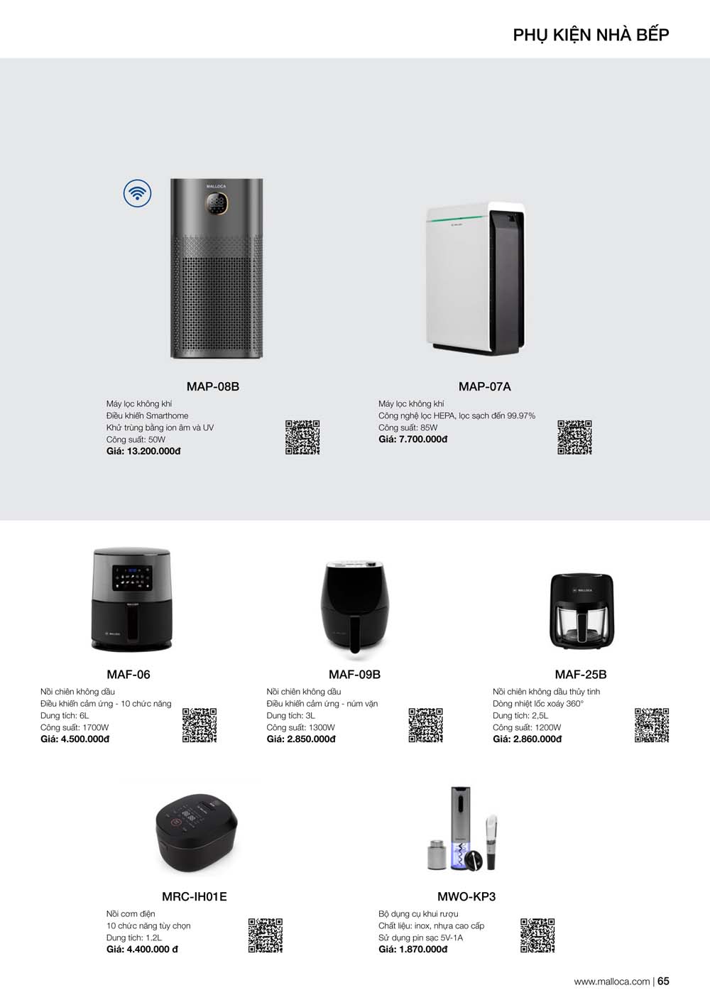 Catalogue MALLOCA 2024 Bang gia Thiet bi nha bep nhap khau vuathietbi.com 65