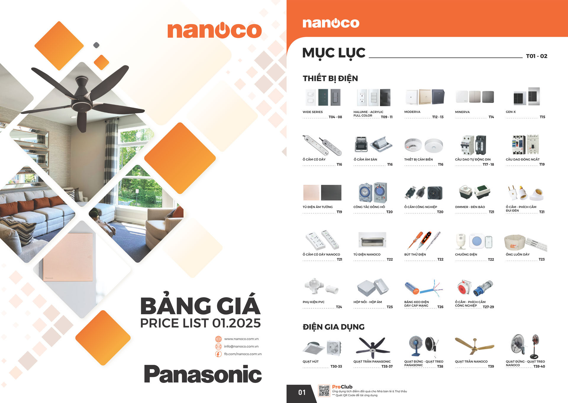 anh bia Catalogue Panasonic 2025 Bang gia thiet bi dien Nanoco