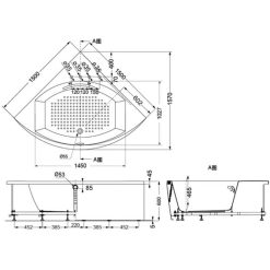Bản vẽ kĩ thuật Bồn Tắm TOTO PPPY1543-4HPE#P DB505R-2B góc chân yếm 1.5M