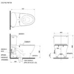 Bản vẽ kĩ thuật Bồn cầu 2 khối TOTO CS767RT8 nắp êm TC600VS