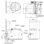 Bản vẽ kĩ thuật Bồn cầu thông minh TOTO CS320PDRW7#W nắp rửa điện tử TCF6631A