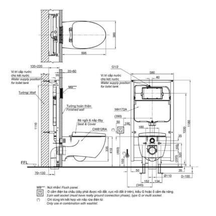 Bản-vẽ-kĩ-thuật-Bồn-cầu-thông-minh-TOTO-CW812REA-TCF23460AAA-WH172AT-TCA465-nắp-rửa-điện-tử