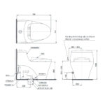 Bản vẽ kĩ thuật Bồn cầu thông minh TOTO MS823DRE4#XW nắp rửa cơ TCW1211A