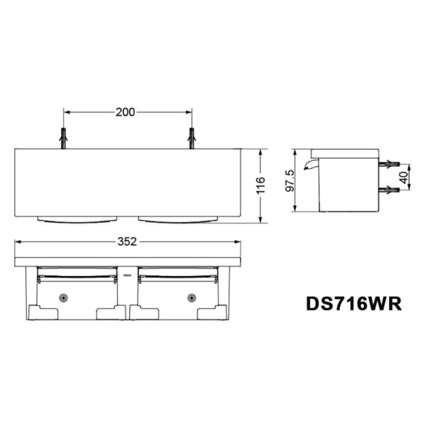 Bản vẽ kĩ thuật Lô giấy TOTO DS716WR đôi