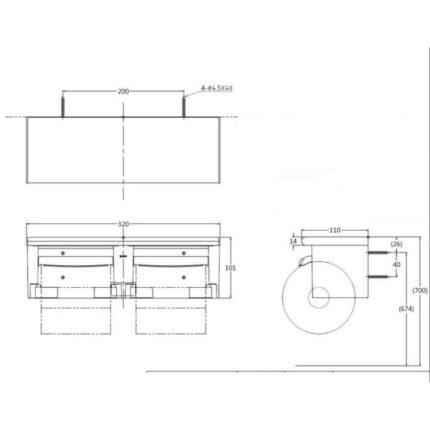Bản vẽ kĩ thuật Lô giấy TOTO YH702 đôi