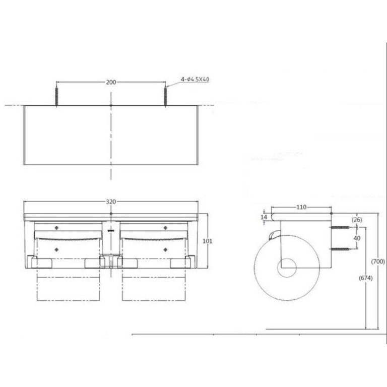 Bản vẽ kĩ thuật Lô giấy TOTO YH702 đôi