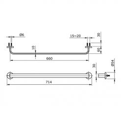 Bản vẽ kĩ thuật Thanh vắt khăn TOTO TX704AJ
