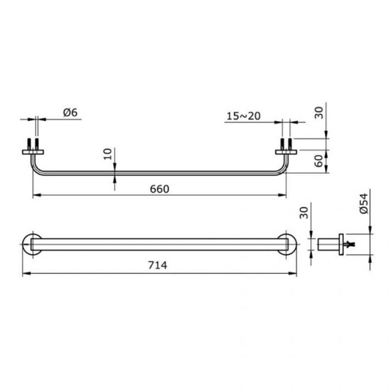 Bản vẽ kĩ thuật Thanh vắt khăn TOTO TX704AJ