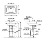 Bản vẽ kĩ thuật chậu lavabo TOTO LW780J LW780FJ TX801LN TL510ERR treo tường