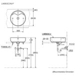 Bản vẽ kĩ thuật chậu lavabo TOTO LW893CJW F đặt bàn