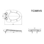 Bản vẽ kĩ thuật nắp bồn cầu TOTO TC395VS (T10) rơi êm