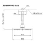 Bản vẽ kỹ thuật Bát sen âm tường TOTO TBW07001A1 gắn trần