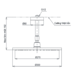 Bản vẽ kỹ thuật Bát sen âm tường TOTO TBW07003A1 gắn trần