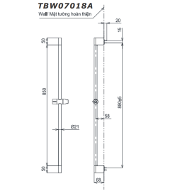 Bản vẽ kỹ thuật Thanh trượt sen tắm TOTO TBW07018A