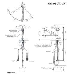 Bản vẽ kỹ thuật Vòi rửa bát TOTO TKS05305JA nóng lạnh rút dây