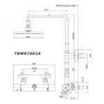 Bản vẽ kỹ thuật Vòi sen cây TOTO TBW07402A nhiệt độ