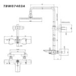 Bản vẽ kỹ thuật Vòi sen cây TOTO TBW07403A nhiệt độ